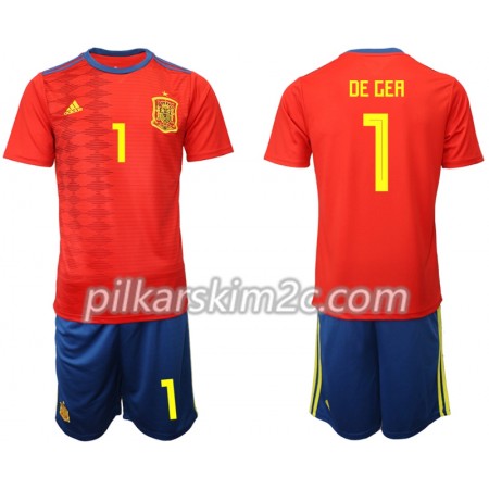 Koszulka Hiszpania DE GEA 1 Dziecięca Główna Koszulki Piłkarskie 2019 Krótki Rękaw